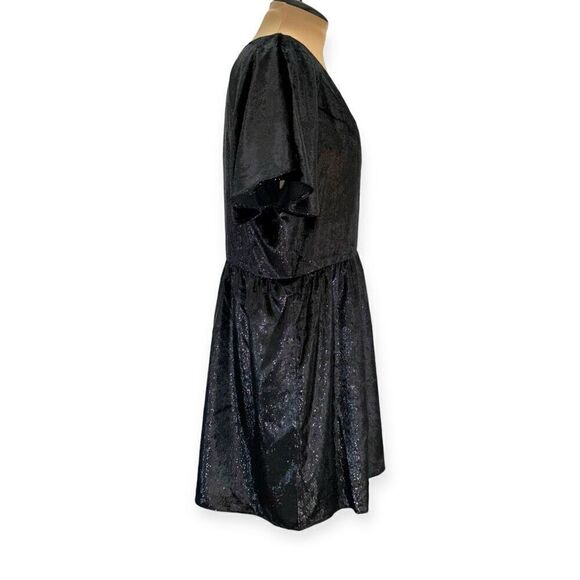 7 FOR ALL MANKIND OneShoulder Metallic Mini Dress In Black Size XL NEW - Picture 6 of 16